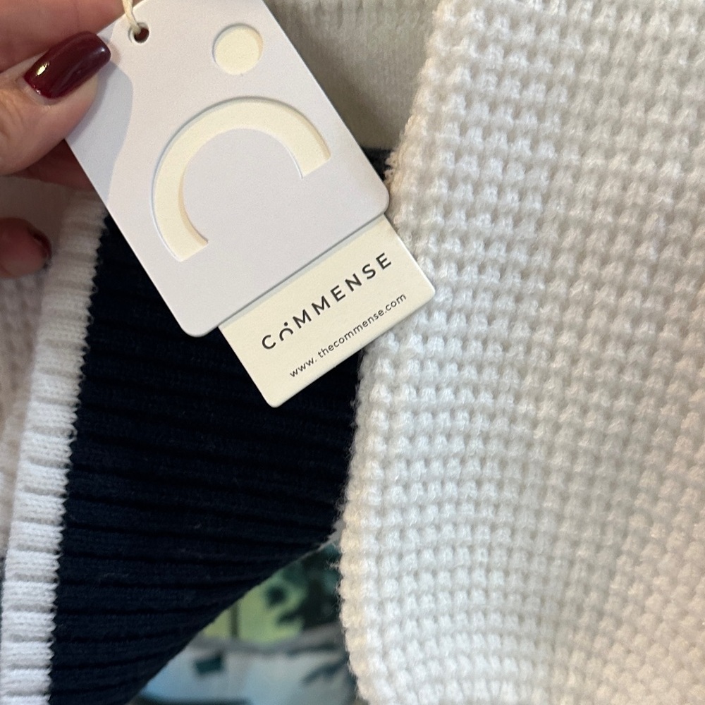 Commense Cream and Black Buttoned Cowl Neck Sweater - Picture 2 of 6